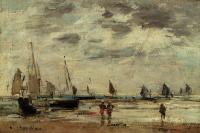 Boudin, Eugene - Berck, Jetty and Sailing Boats at Low Tide